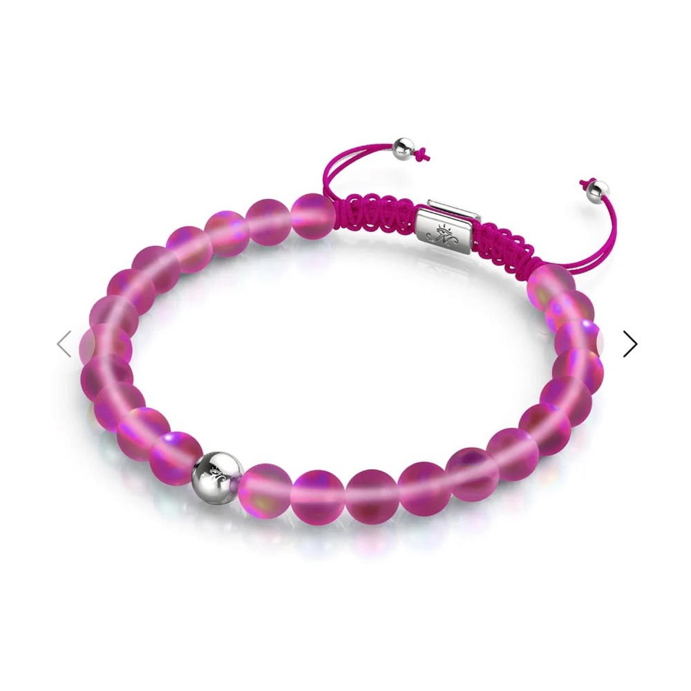 Pink Beaded Bracelet with Silver Accents